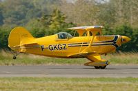 F-GKGZ @ LFRU - Pitts S-2A Special, Landing rwy 05, Morlaix-Ploujean airport (LFRU-MXN) air show in september 2014 - by Yves-Q