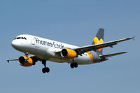 OO-TCV @ EBBR - Airbus A320-214 of Thomas Cook Airlines about to land at Zaventem airport, Brussels, Belgium. - by Van Propeller