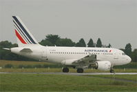 F-GUGA @ LFRB - Airbus A318-111, Taxiing to holding point rwy 25L, Brest-Bretagne Airport (LFRB-BES) - by Yves-Q