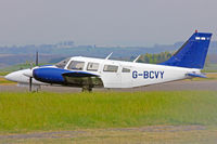 G-BCVY @ EGFF - Resident Seneca II, previously N32447, seen parked up.