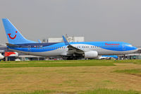 G-TAWF @ EGFF - 737-8K5, callsign Thomson 466, seen departing runway 12, en-route to Sharm el Sheikh.