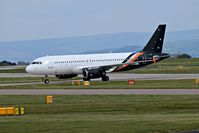 G-POWI @ EGCC - aircraft taxing in after landing on runway 05L aircraft is in the **new cols** of AWC