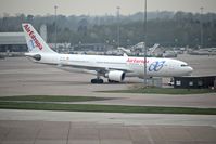 EC-JQQ @ EGCC - parked up at the airport on 1 of the stands/gates photo taken from the top of the car park