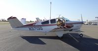 N3713Q @ KRHV - A transient 1966 Beechcraft Bonanza V35 getting ready to depart at Reid Hillview Airport. - by Chris Leipelt