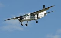G-SYLV @ EGFH - Resident Grand Caravan operated by Skydive Swansea makes a steep approach to Runway 28. - by Roger Winser