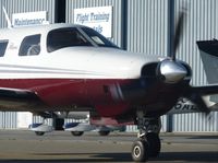 N2304D @ KRHV - A local Piper Malibu Matrix taking to the inside ramp to drop off a passenger at the terminal after a VFR flight from Big Bear. Photo taken at Reid Hillview Airport, CA. - by Chris Leipelt