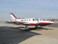 N401DL @ KTLR - Blue Star Gas Fleet Services Co (Central Point, OR) Cessna 421C parked on ramp @ Mefford Field (Tulare, CA) for the 2014 International Ag Expo - by Steve Nation