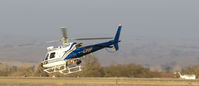 N708HP @ KPRB - California Highway Patrol Eurocopter AS350BC @ Paso Robles Municipal Airport, CA home base heading out to nab speeders on nearby US Highway 101 (beware the chopper coppers) - by Steve Nation