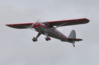 G-AKUH @ EGFH - A superb visiting 1946 Luscombe 8E Sylvaire De Luxe aircraft departing Runway 22.Previously registered N1917K. - by Roger Winser