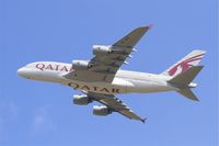 A7-APC @ LFPG - Airbus A380-861, Take off Rwy 27L, Roissy Charles De Gaulle Airport (LFPG-CDG) - by Yves-Q