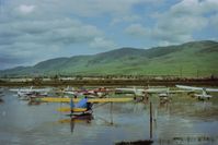 N761GZ @ Q59 - 1GZ (Cessna 152) seen on the left side of the yellow (Chief) wing with its feet wet during an early 80s Fremont flood.Sadly now the entire plane is under water due to a tragic accident on 6-19-94.
