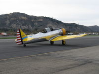 N4995C @ SZP - 1949 North American T-6G TEXAN 'Thirsty Girl' of Condor Squadron, 1949 factory reman, P&W R-1340 600 Hp radial, taxi to Rwy 04 - by Doug Robertson