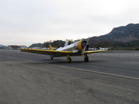 N4995C @ SZP - 1949 North American T-6G TEXAN 'Thirsty Girl' of Condor Squadron, 1949 factory reman, P&W R-1340 600 Hp radial, Experimental class warbird, taxi to Rwy 04 - by Doug Robertson