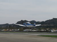 N8667H @ SZP - 1947 North American NAVION, Continental IO-520 285 Hp upgrade, Young Eagles flight, landing Rwy 04 - by Doug Robertson