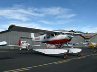N5383G @ SZP - 1967 Helio HT-295/U-10D SUPER COURIER STOL aircraft, Lycoming GO-480 geared engine 295 Hp, on retractable gear/floats. State of Washington visitor. The U-10D version was operated by the US Air Force. - by Doug Robertson