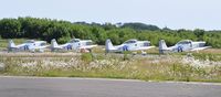 G-MAXV @ EGFH - The lead aircraft of Team Raven with 3 Vans RV-8 aircraft of the team waiting for departure permission. The fifth aircraft (G-VFDS) is unavailable for the time being. - by Roger Winser