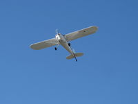 N72172 @ SZP - Early 1946 Cessna 140, Continental C85 85 Hp, takeoff climb Rwy 04. Fabric covered wings and dual wing struts show this aircraft is an early Cessna 140. The later Cessna 140A had a single strut and all metal wings. - by Doug Robertson