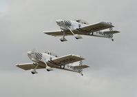 G-VFDS @ EGFH - Ravens 1 and 2 of Team Raven in a formation take-off led by G-MAXV. - by Roger Winser