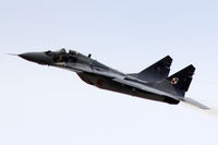 40 @ EGVA - Mig-29A, 1.Elt Sqn 23 ELT, Minsk Mazowiecki based, seen overflying the domestic site at RAF Fairford.