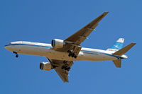 9K-AOA @ EGLL - Boeing 777-269ER [28743] (Kuwait Airways) Home~G 25/05/2011. On approach 27R. Wears sticker 50 Golden Jubilee 1954-2004 alongside the registration. - by Ray Barber
