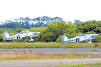 G-MAXV @ EGFH - RV-4, Team Raven, leading G-VFDS, departing runway 28 for a local practice. - by Derek Flewin