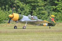 G-JYAK @ LFFQ - Yakovlev Yak-50, Landing rwy 28, La Ferté-Alais airfield (LFFQ) Airshow 2015 - by Yves-Q