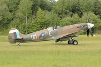 F-AZJS @ LFFQ - Supermarine 389 Spitfire PR.XIX, Taxiing after landing, La Ferté-Alais airfield (LFFQ) Airshow 2015 - by Yves-Q