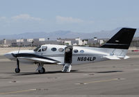 N884LP @ KVGT - Brecton Aviation 1976 Cessna 421C from KLBB on transient ramp @ North Las Vegas Airport, NV - by Steve Nation