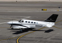 N884LP @ KVGT - Brecton Aviation 1976 Cessna 421C from KLBB repositioning on transient ramp @ North Las Vegas Airport, NV - by Steve Nation