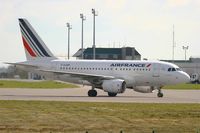 F-GUGM @ LFRB - Airbus A318-111, Taxiing to boarding area, Brest-Bretagne airport (LFRB-BES) - by Yves-Q