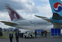 N10187 @ EGLF - Dreamliner Debut at 2012 Fboro airshow in Qatar Livery