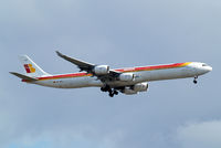 EC-JPU @ EGLL - Airbus A340-642 [744] (Iberia) Home~G 30/07/2015. On approach 27L.