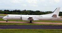 G-LGNS @ EGCC - Taxy to gate at Manchester EGCC, unmarked except small 'Loganair' titles on nose. - by Clive Pattle