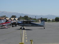N662SH @ SZP - 1962 Cessna 150B conversion to taildragger, Continental O-200 100 Hp, wing Micro vortex generators mod by STC, taxi off the active - by Doug Robertson
