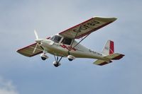 G-OFBU @ EGFH - Visiting Ikarus operated by the Old Sarum C42 Group departing Runway 22. - by Roger Winser