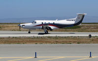 N922WV @ KSQL - Locally-based 2009 Pilatus PC-12/47E taking off @ San Carlos Airport, CA - by Steve Nation