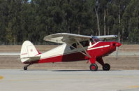 N5926D @ KWVI - 1956 Piper PA-22-150 taxing in at the 2015 Watsonville Fly-In. - by Chris Leipelt
