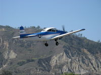 N8667H @ SZP - 1947 North American NAVION, Continental IO-520 285 Hp upgrade, takeoff climb Rwy 22, gear in retraction, Young Eagles Flight - by Doug Robertson