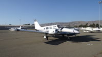 N43130 @ KRHV - Locally-based 1974 Piper Seneca sitting at the south tie downs at Reid Hillview Airport, San Jose, CA while the Nice Air ramp gets resurfaced. This is the busiest you will ever see the south tie downs since (as upload date) there are only 11 a/c there. - by Chris Leipelt