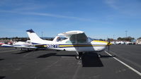 N92711 @ KPAO - Locally-based 1973 Cessna T210L sitting at its tie down at Palo Alto Airport, Palo Alto, CA. - by Chris Leipelt