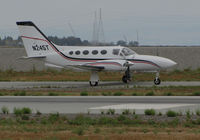 N245T @ KSQL - Oregon-Based 1981 Cessna 421C taxing out for flight to nearby KSJC (San Jose Intl, CA) @ San Carlos Municipal Airport, CA - by Steve Nation