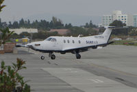 N819SA @ KSQL - Surf Air 2014 Pilatus PC-12/47E taxiing in to terminal @ San Carlos Municipal Airport, CA - by Steve Nation
