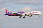 A7-BAE @ EGLL - Qatar B773 advertising FC Barcelona. - by FerryPNL