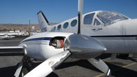 N121BD @ KRHV - Locally-based 1979 Cessna 414A with a fresh new wash (first one since 2009) and new tires. Engines remain the same, and TradeWinds did a start up on them to see how they ran. It was rough, but hey, at least it started! - by Chris Leipelt
