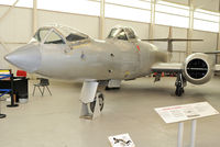 WK935 @ EGWC - On display at RAF Museum Cosford. This experimental Meteor had the pilot flying from a prone position, accompanied by a safety pilot in the rear cockpit. The design was to be have been used in a Bristol Aeroplane rocket-powered interceptor. - by Arjun Sarup