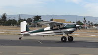 N4724B @ KRHV - California-based 1955 Cessna 180 taxing in to transient parking at Reid Hillview Airport, San Jose, CA. - by Chris Leipelt