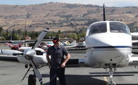 N121BD @ KRHV - Locally-based 1979 Cessna 414A preparing for first start up since 2009 at Reid Hillview Airport, San Jose, CA. Mechanic said, I don't want you taking pictures of the start up because we don't know what's going to happen, its been sitting for a while. :D - by Chris Leipelt