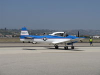 N8667H @ CMA - 1947 North American NAVION, Continental I0-520 285 hp upgrade, taxi after landing Rwy 26 - by Doug Robertson