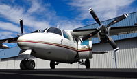 N61GJ @ KLVK - Arrow Services LLC (Pleasanton, CA) Mitsubishi MU-2B sitting in front of its hangar at Livermore Municipal Airport, Livermore, CA. I ended up bumming a ride in it from RHV-LVK, quite the flight! - by Chris Leipelt