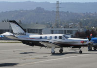 N528MD @ KSQL - 2008 Socata TBM-700 from Truckee, CA on visitor's ramp @ San Carlos Airport, CA - by Steve Nation